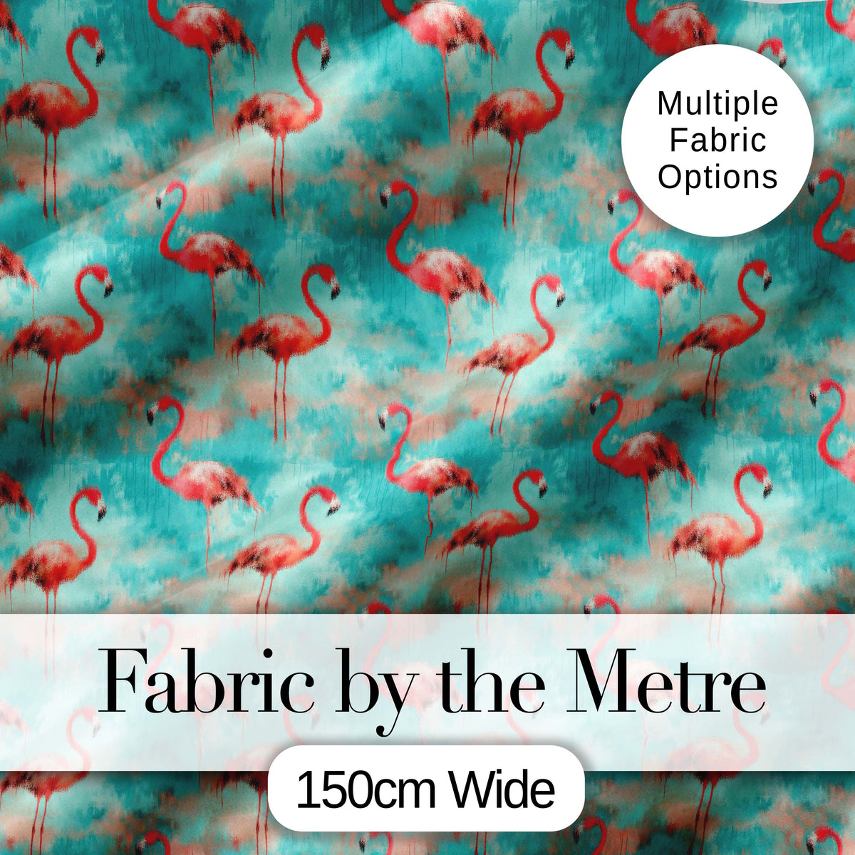 Artistic Flamingo Birds Paint Splash Background Seamless Pattern Digital Print Fabric by the Metre UK Sewing Quilting Textile