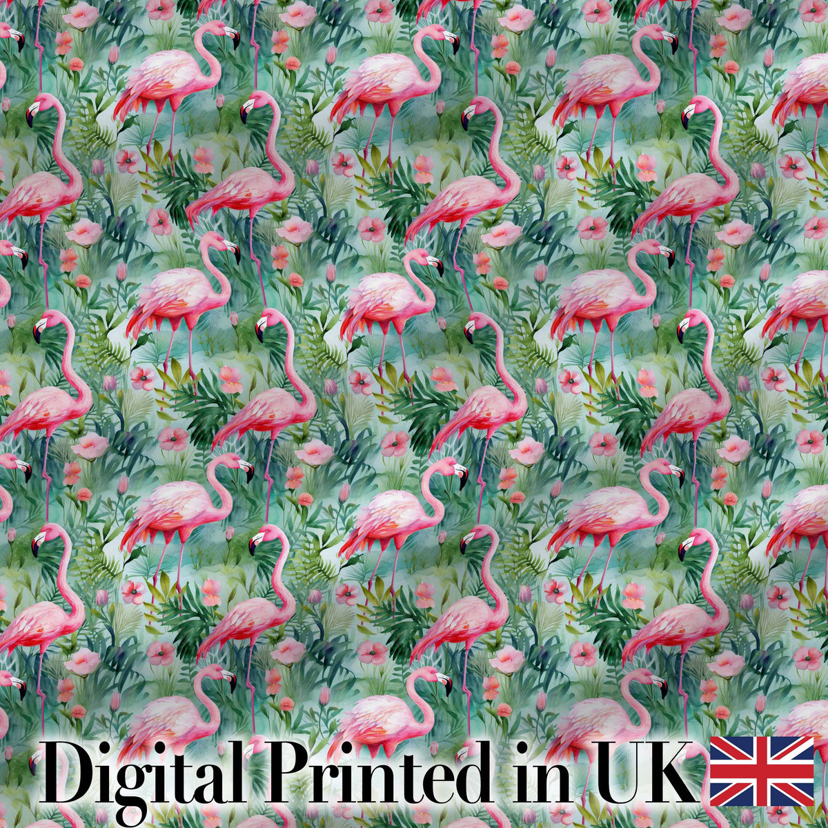 Flamingo Birds Botanical Floral Jungle Seamless Pattern Digital Print Fabric by the Metre UK Sewing Quilting Textile