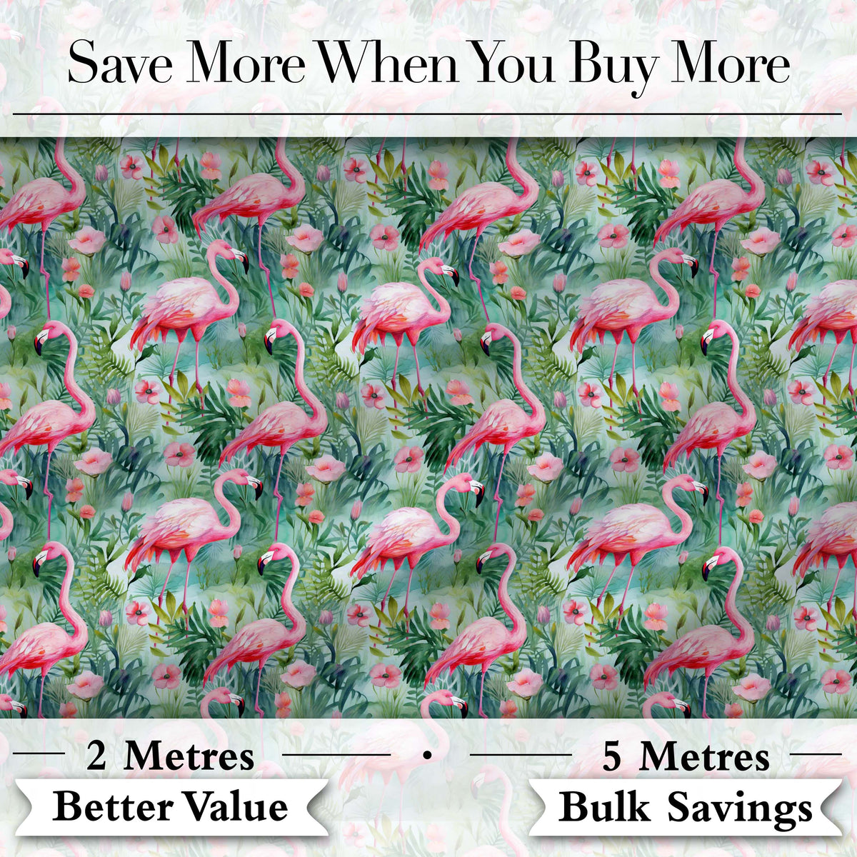 Flamingo Birds Botanical Floral Jungle Seamless Pattern Digital Print Fabric by the Metre UK Sewing Quilting Textile