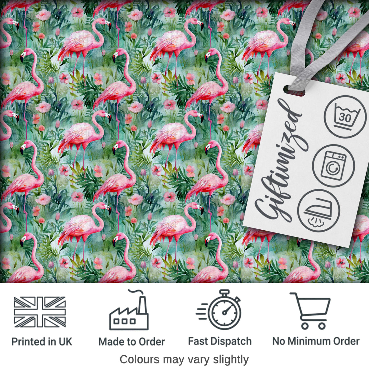 Flamingo Birds Botanical Floral Jungle Seamless Pattern Digital Print Fabric by the Metre UK Sewing Quilting Textile