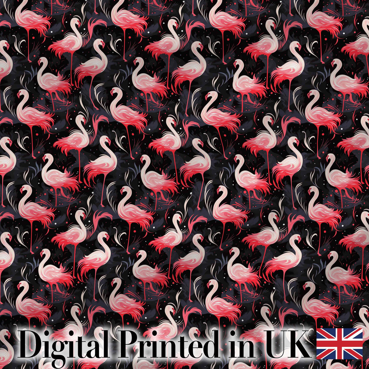 Vintage Style Flamingo Birds with Tropical Plants Seamless Pattern Digital Print Fabric by the Metre UK Sewing Quilting Textile