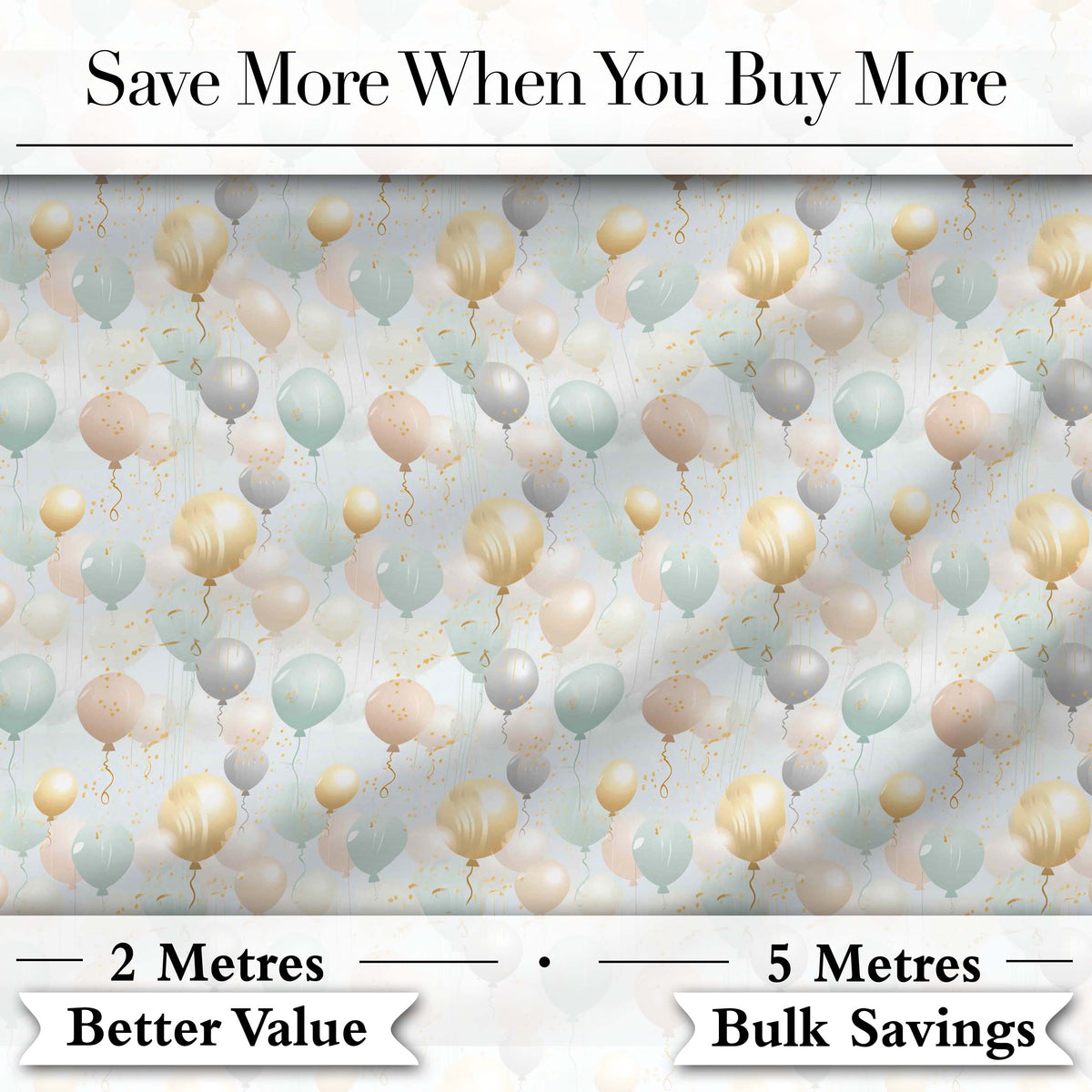 Elegant Pastel Balloon Party Seamless Pattern Neutral Celebration Background Digital Print Fabric by the Metre UK Sewing Quilting Textile
