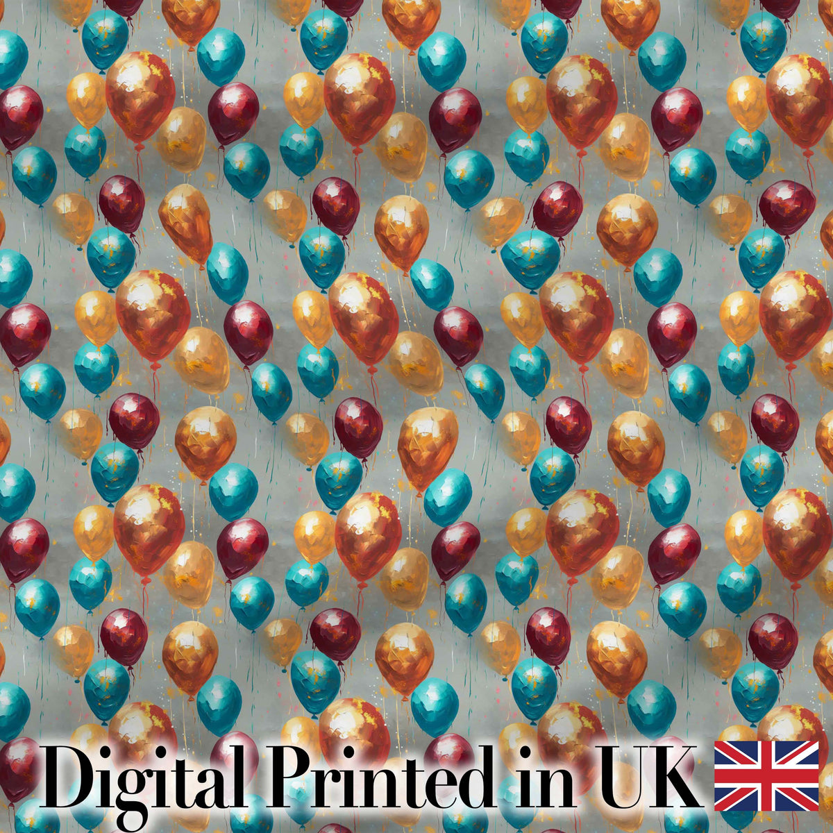 Metallic Balloon Celebration Seamless Pattern Bold Festive Background Design Digital Print Fabric by the Metre UK Sewing Quilting Textile