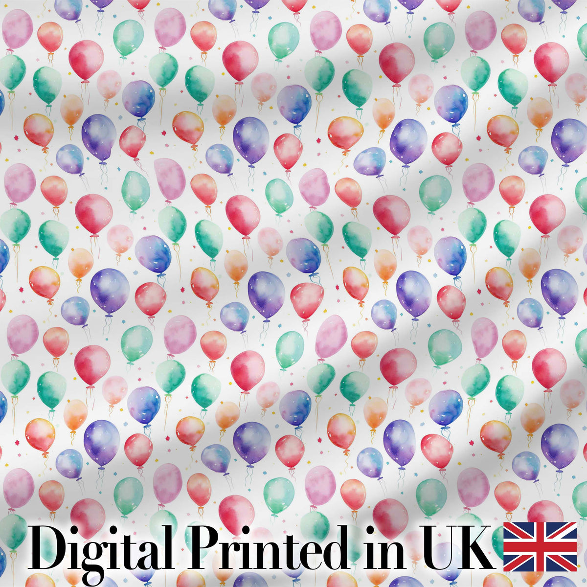 Soft Pastel Watercolor Balloons Floating Seamless Pattern Digital Print Fabric by the Metre UK Sewing Quilting Textile