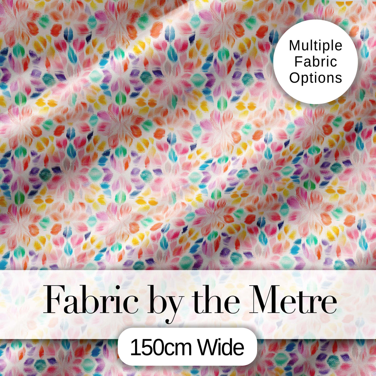 Delicate Pastel Floral Mandala Kaleidoscope Seamless Pattern Digital Print Fabric by the Metre UK Sewing Quilting Textile