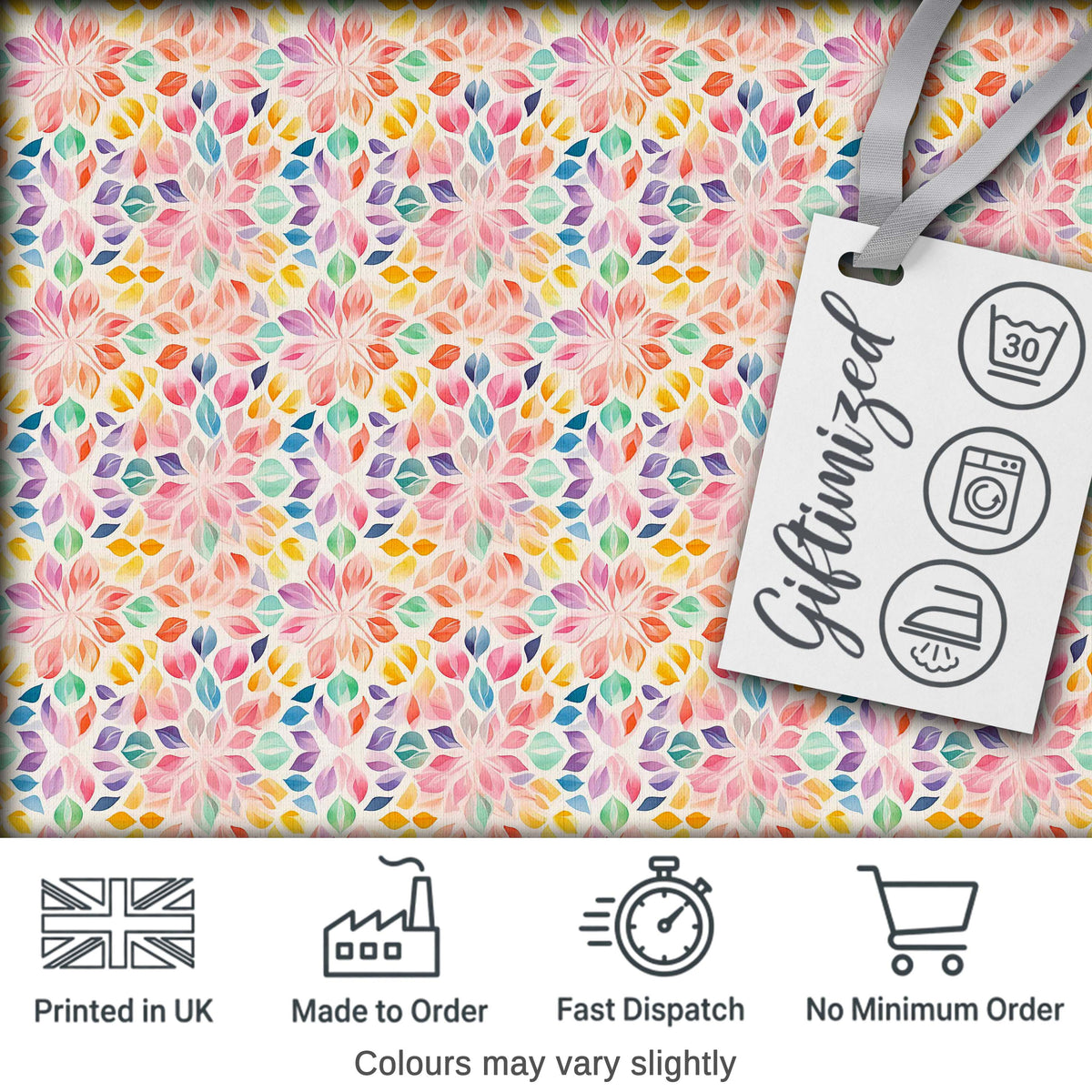 Delicate Pastel Floral Mandala Kaleidoscope Seamless Pattern Digital Print Fabric by the Metre UK Sewing Quilting Textile