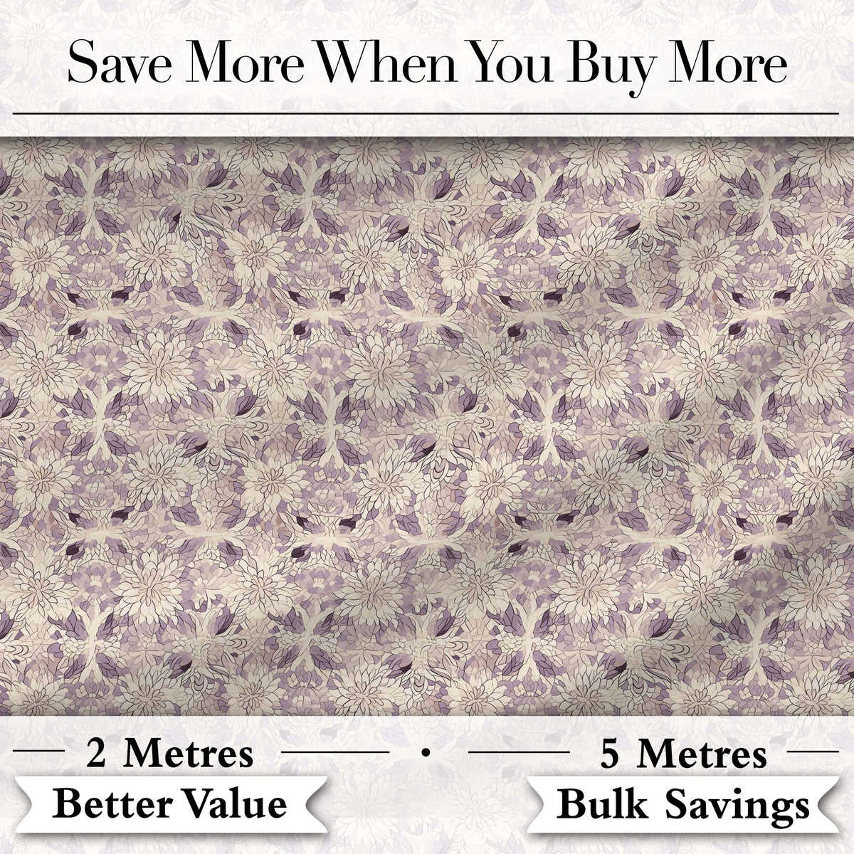 Soft Vintage Floral Lace Pattern in Beige and Lavender Tones Elegant Repeat Digital Print Fabric by the Metre UK Sewing Quilting Textile