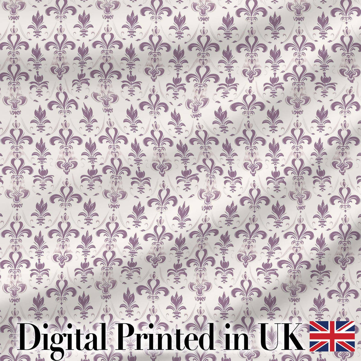 Elegant Purple Fleur de Lis Pattern with Subtle Shaded Background Digital Print Fabric by the Metre UK Sewing Quilting Textile