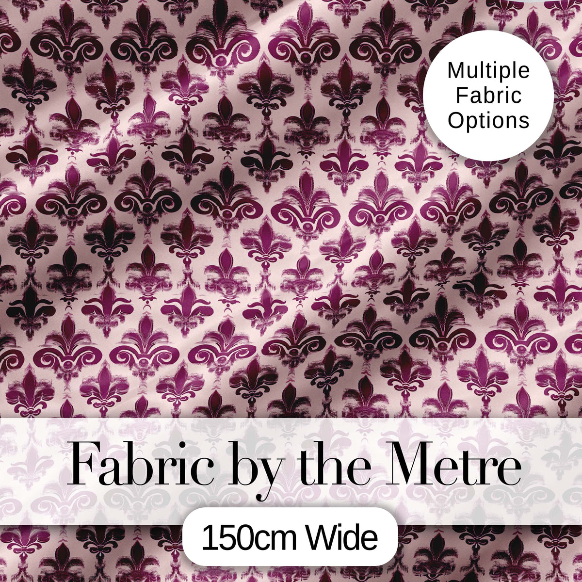 Classic Plum Damask Floral Repeat Pattern Elegant Background Digital Print Fabric by the Metre UK Sewing Quilting Textile