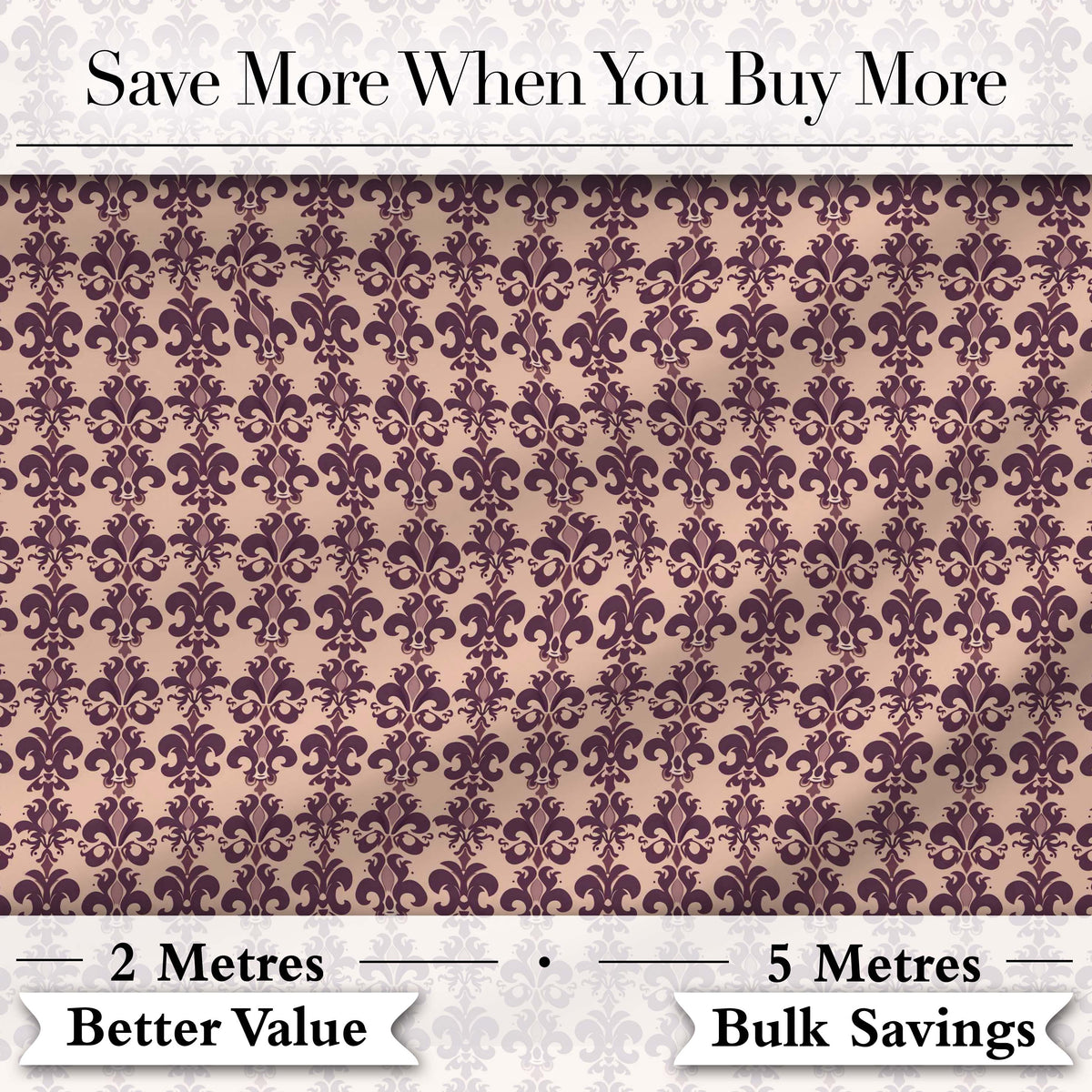 Elegant Deep Plum Fleur De Lis Damask Seamless Pattern Classic Vintage Style Digital Print Fabric by the Metre UK Sewing Quilting Textile