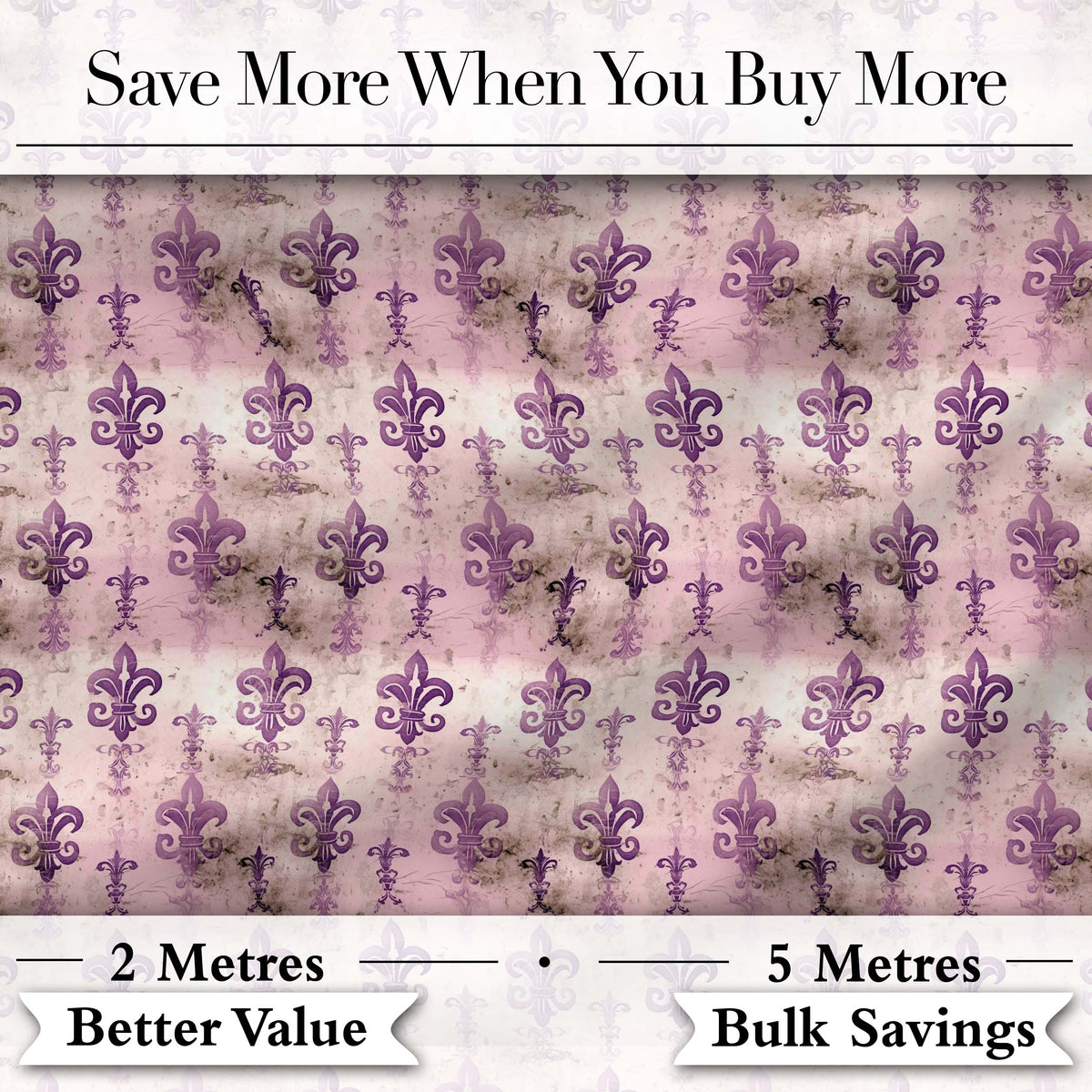 Traditional Plum Fleur De Lis Pattern Symmetrical Vintage Design Digital Print Fabric by the Metre UK Sewing Quilting Textile
