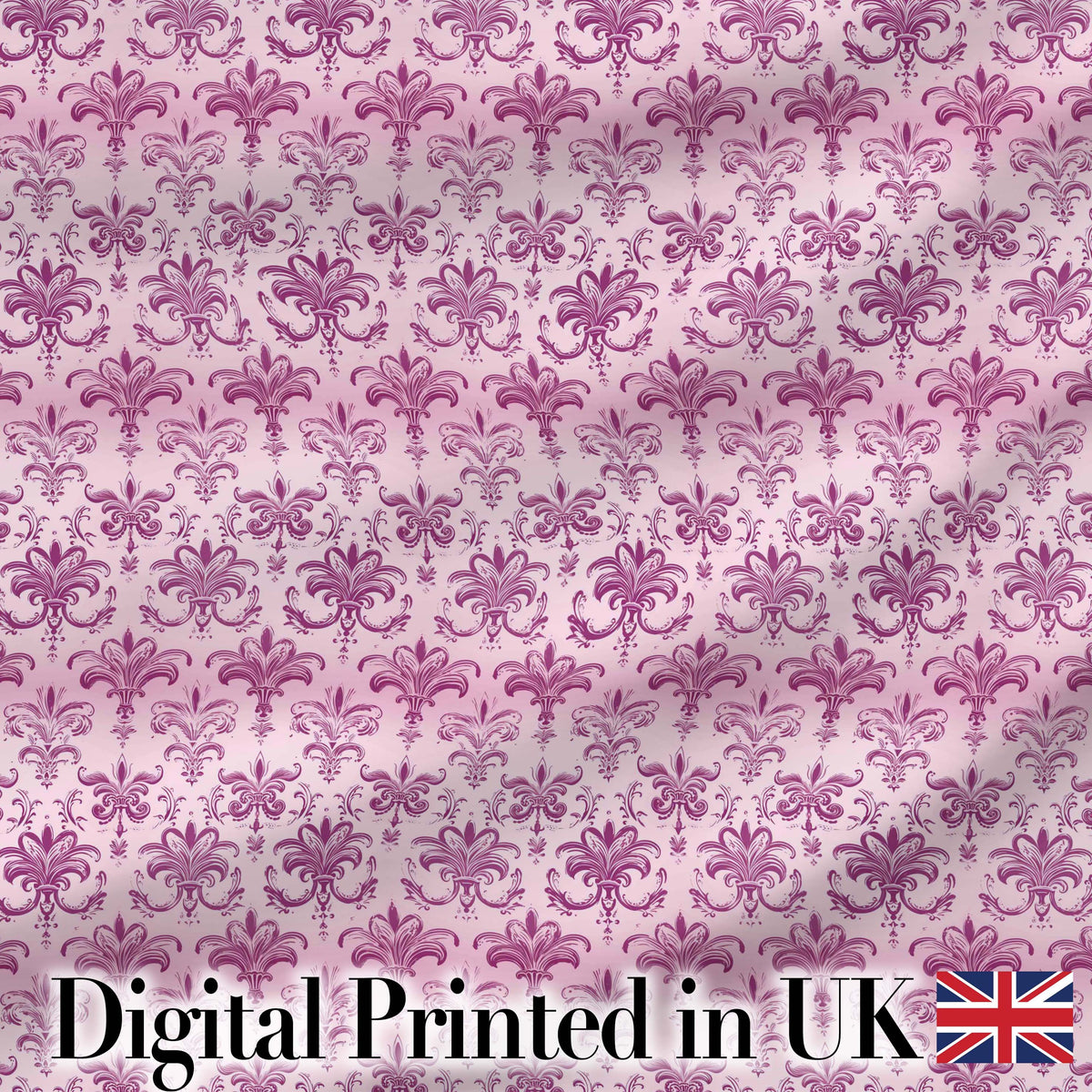 Bold Purple Fleur De Lis Damask Pattern Classic Repeat Textile Digital Print Fabric by the Metre UK Sewing Quilting Textile
