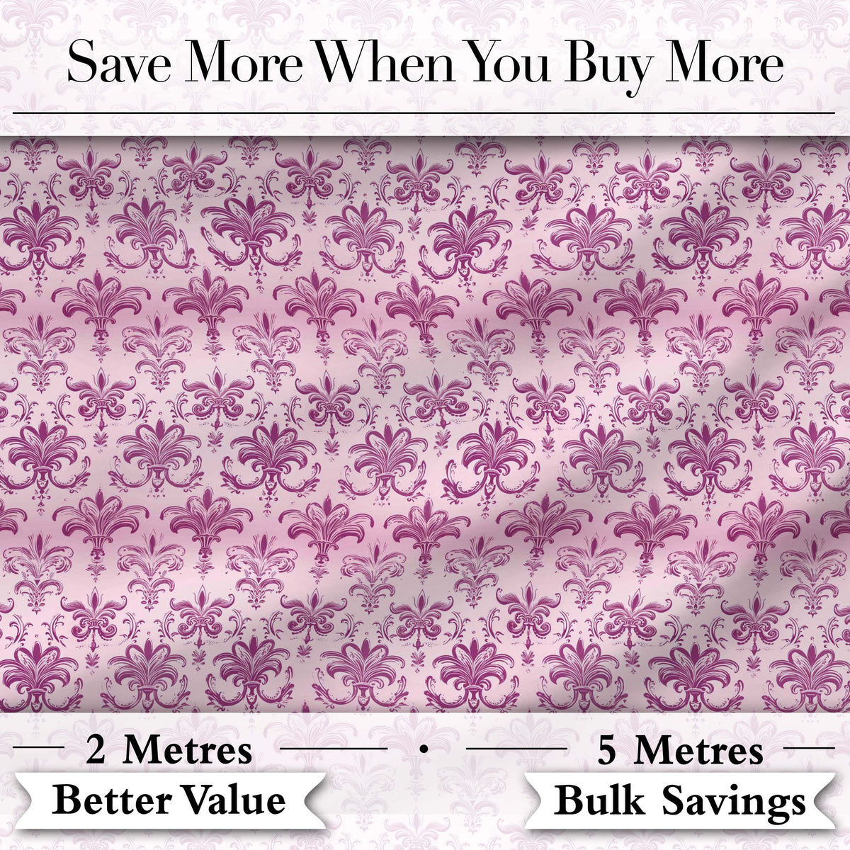 Bold Purple Fleur De Lis Damask Pattern Classic Repeat Textile Digital Print Fabric by the Metre UK Sewing Quilting Textile