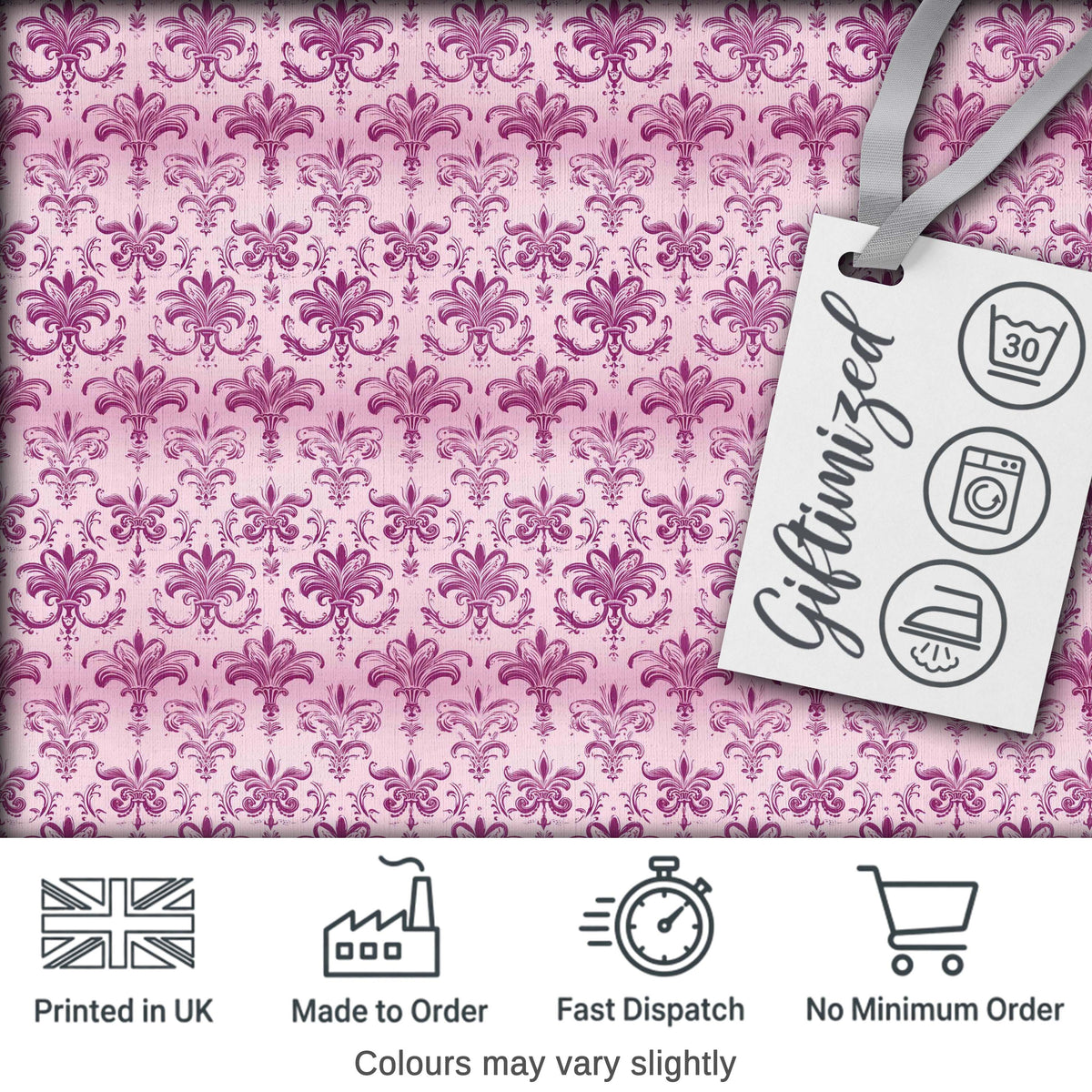 Bold Purple Fleur De Lis Damask Pattern Classic Repeat Textile Digital Print Fabric by the Metre UK Sewing Quilting Textile