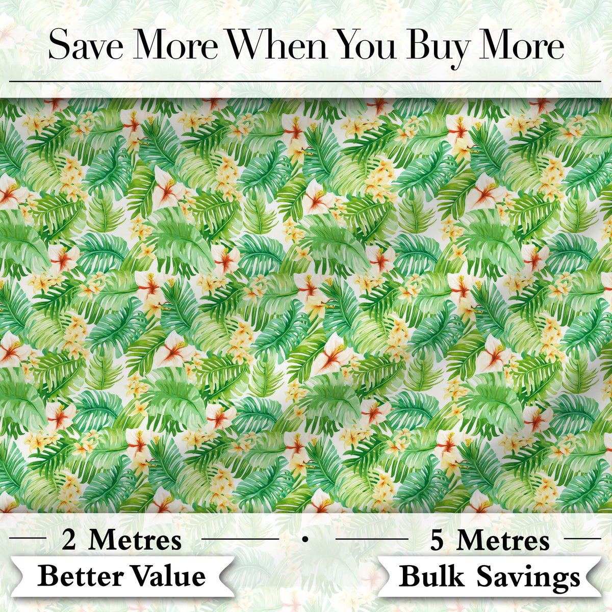 Fresh Green Tropical Leaves Floral Seamless Pattern Digital Print Fabric by the Metre UK Sewing Quilting Textile