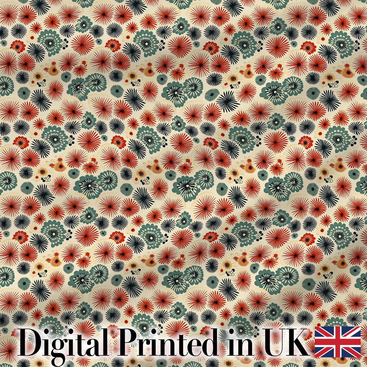 Floral Burst Ditsy Flowers Seamless Pattern Art Digital Print Fabric by the Metre UK Sewing Quilting Textile
