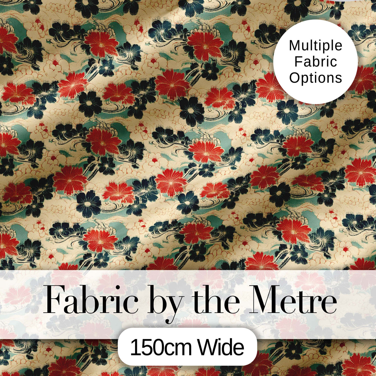 Vintage Floral Japanese Blossom Pattern Seamless Pattern Digital Print Fabric by the Metre UK Sewing Quilting Textile