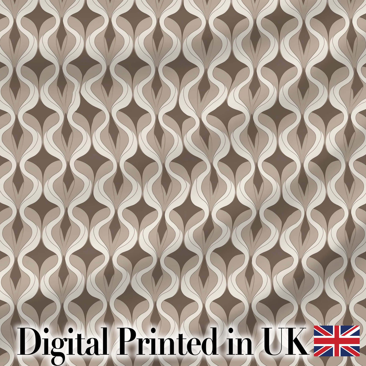 Geometric Wave Abstract Neutral Seamless Pattern Digital Print Fabric by the Metre UK Sewing Quilting Textile