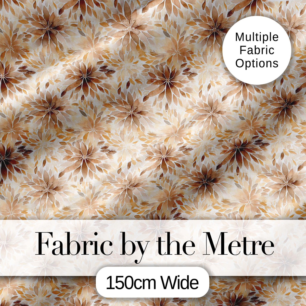 Elegant Beige Floral Watercolor Petal Burst Seamless Pattern Digital Print Fabric by the Metre UK Sewing Quilting Textile