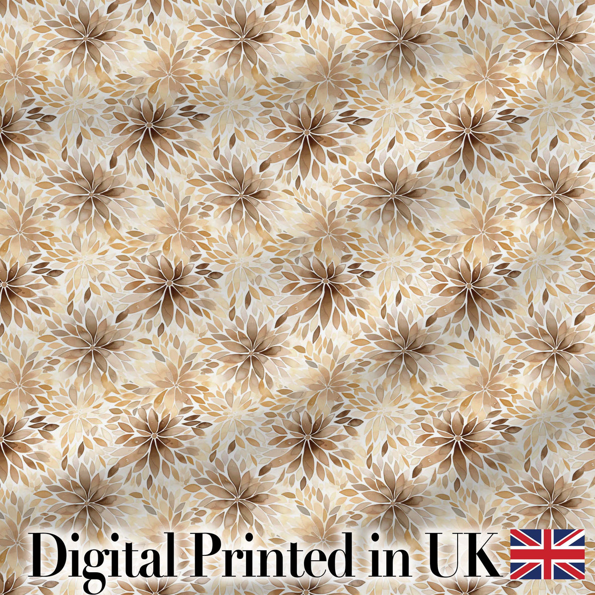 Elegant Beige Floral Watercolor Petal Burst Seamless Pattern Digital Print Fabric by the Metre UK Sewing Quilting Textile