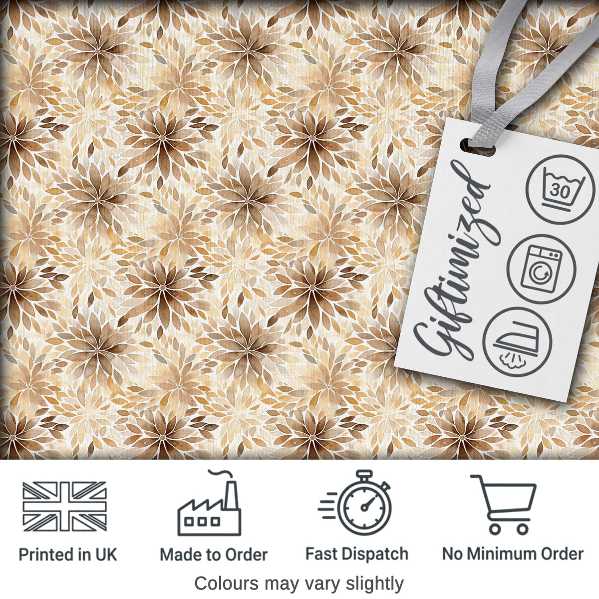 Elegant Beige Floral Watercolor Petal Burst Seamless Pattern Digital Print Fabric by the Metre UK Sewing Quilting Textile