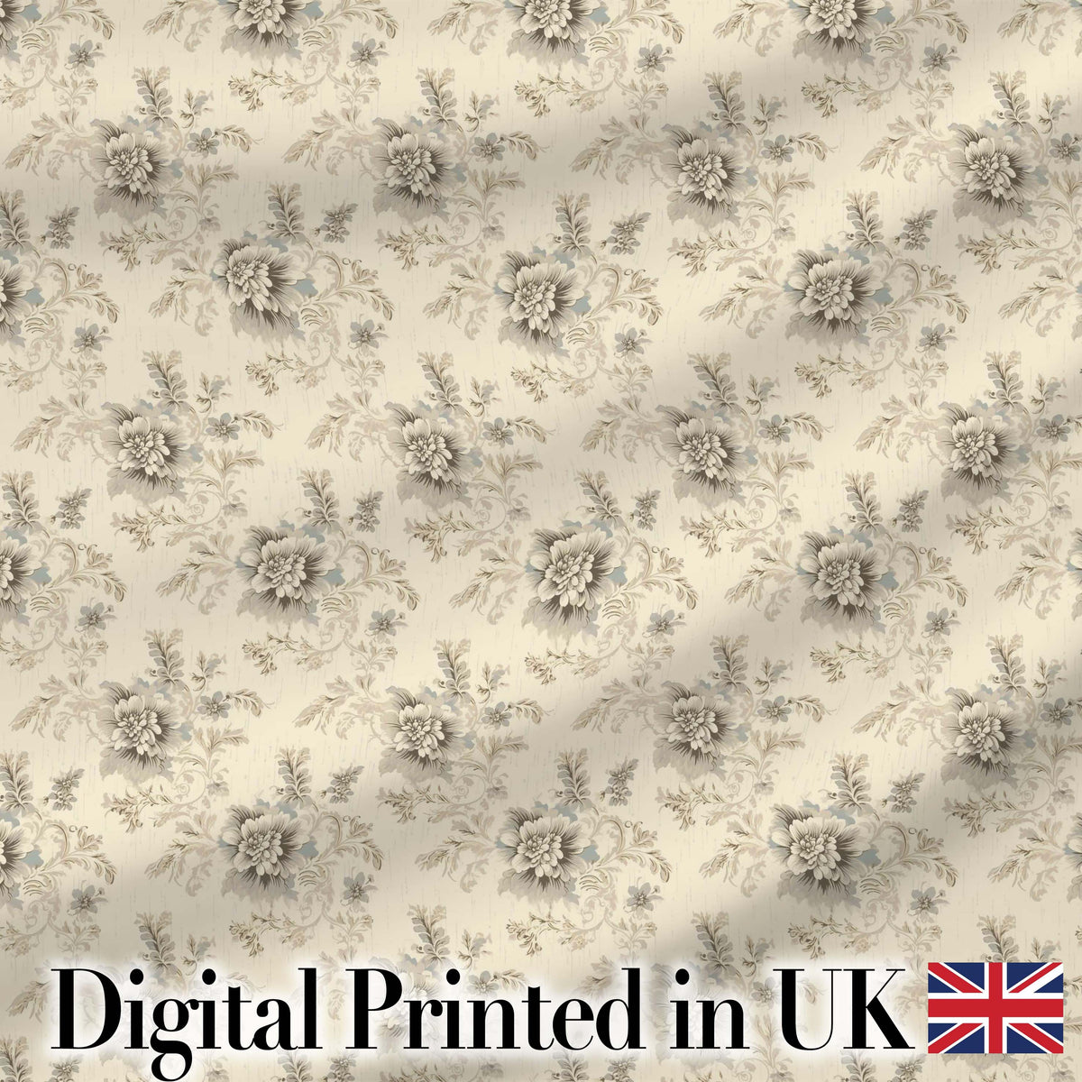 Soft Neutral Floral Bouquet Classic Seamless Pattern Digital Print Fabric by the Metre UK Sewing Quilting Textile