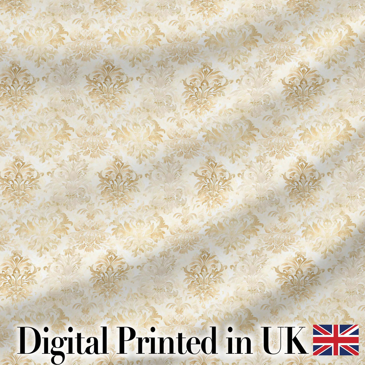 Soft Beige Gold Vintage Damask Elegant Seamless Pattern Digital Print Fabric by the Metre UK Sewing Quilting Textile