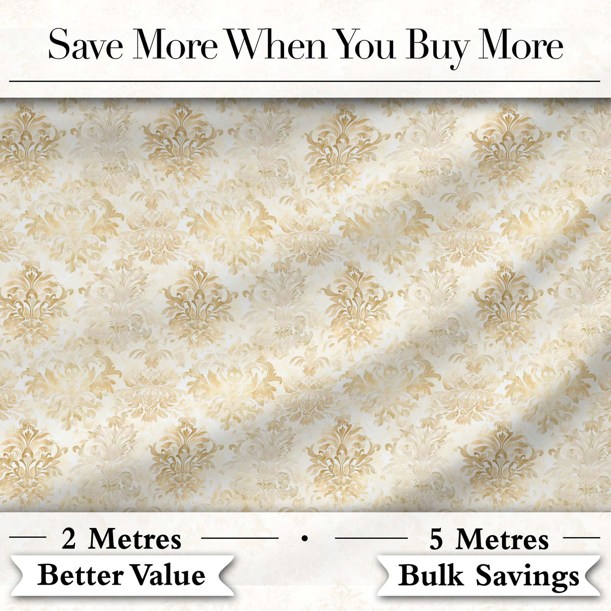 Soft Beige Gold Vintage Damask Elegant Seamless Pattern Digital Print Fabric by the Metre UK Sewing Quilting Textile