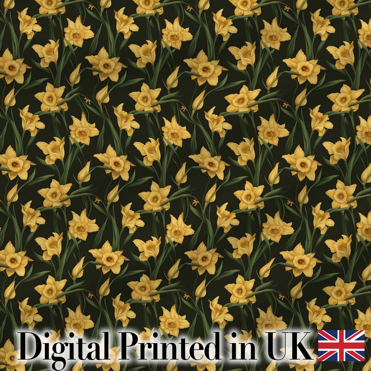 Golden Daffodil Spring Floral Botanical Seamless Pattern Digital Print Fabric by the Metre UK Sewing Quilting Textile