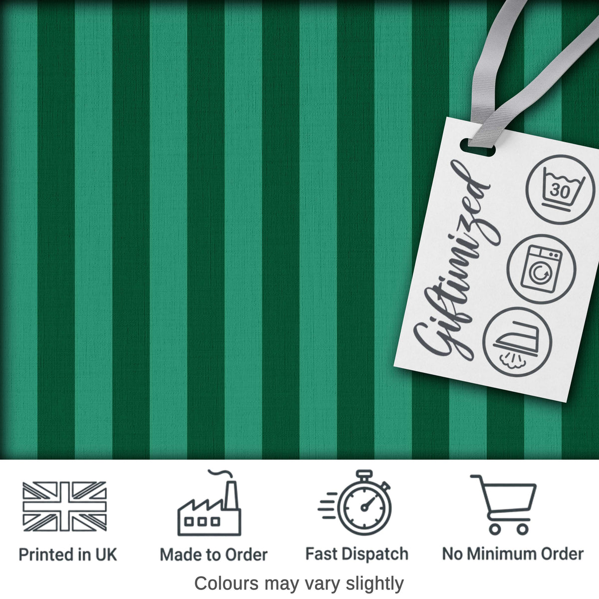Wavy Green and Teal Vertical Stripes Seamless Pattern Digital Print Fabric by the Metre UK Sewing Quilting Textile