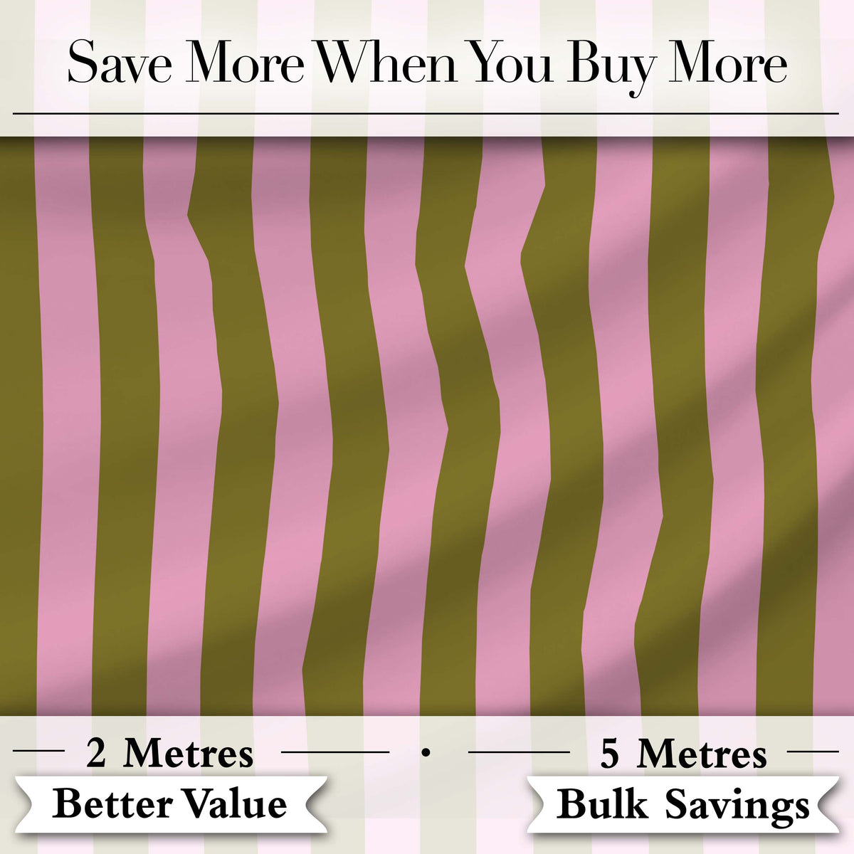 Wavy Olive Green and Pink Vertical Stripes Seamless Pattern Digital Print Fabric by the Metre UK Sewing Quilting Textile