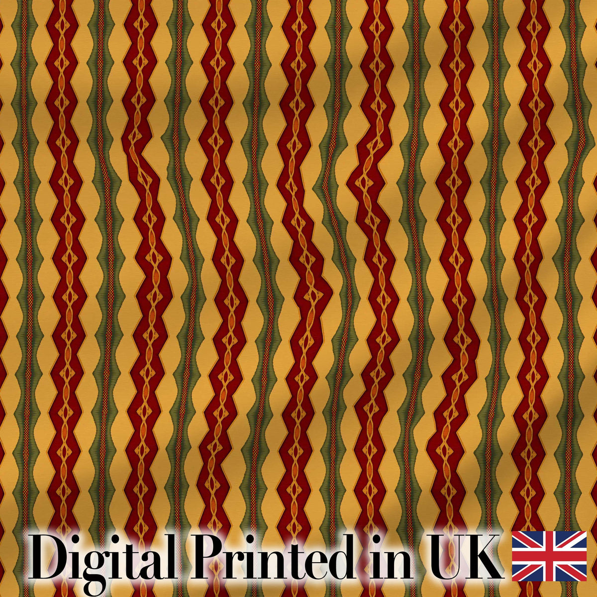 Vintage Ethnic Stripe Red Green Woven Seamless Pattern Digital Print Fabric by the Metre UK Sewing Quilting Textile