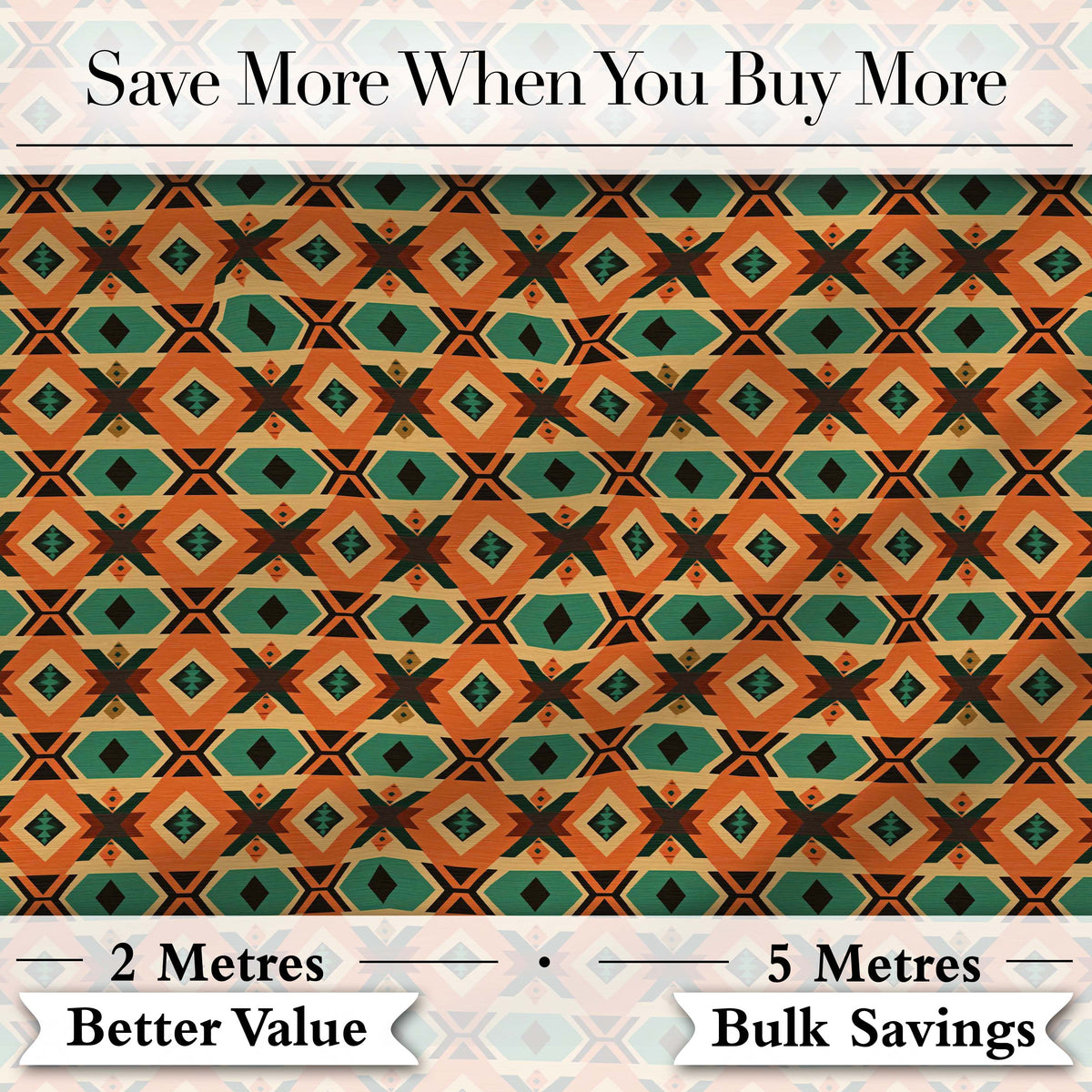 Bold Tribal Diamond Pattern in Orange Green and Black Seamless Pattern Digital Print Fabric by the Metre UK Sewing Quilting Textile