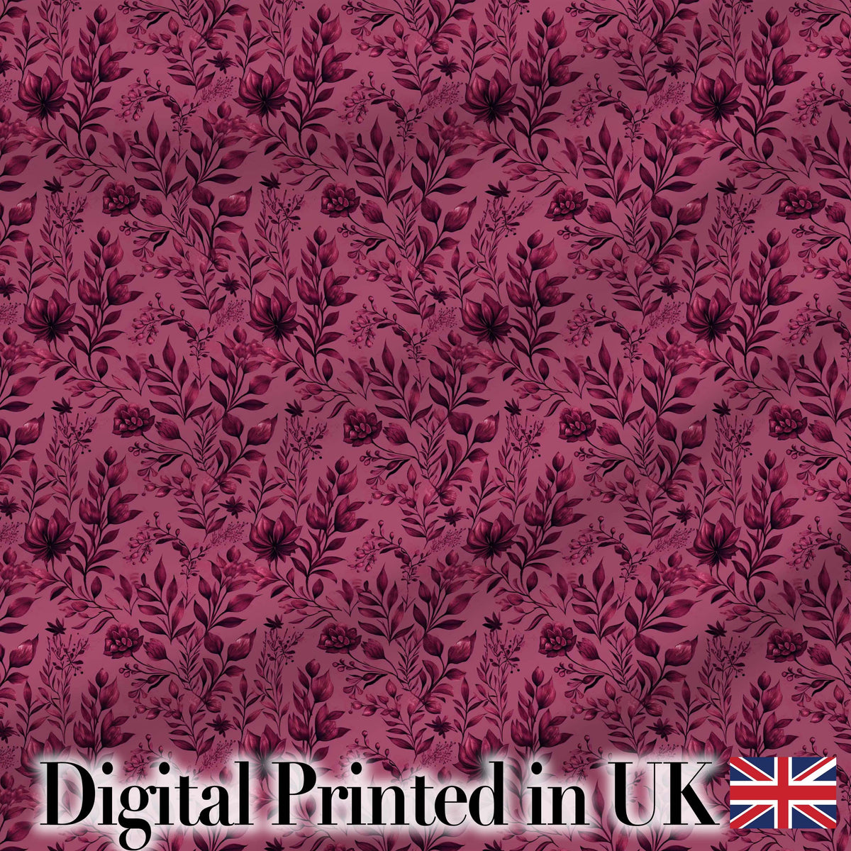 Vintage Mauve Floral Silhouette Pattern on Dusky Background Seamless Pattern Digital Print Fabric by the Metre UK Sewing Quilting Textile