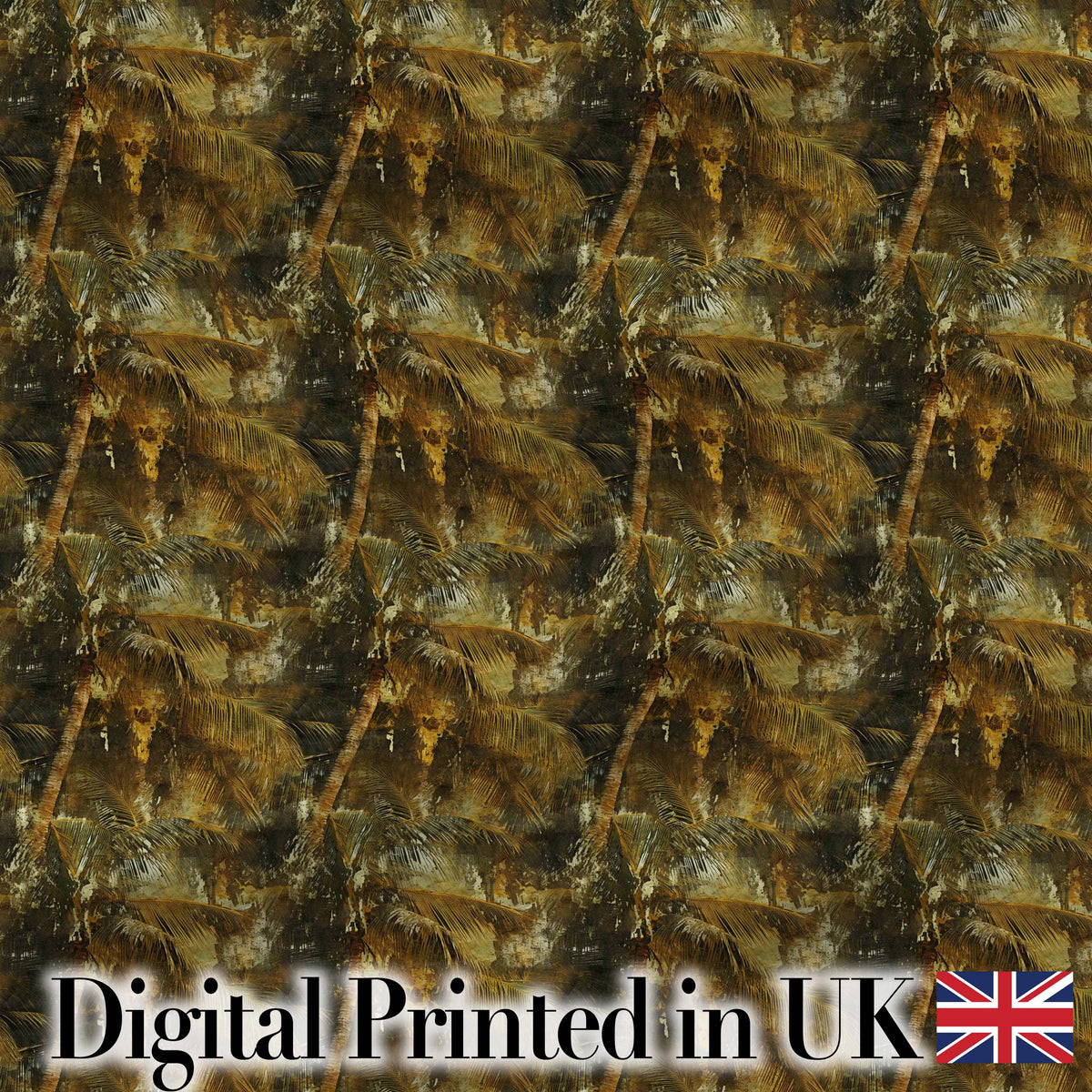 Abstract Grunge Palm Tree Tropical Seamless Pattern Digital Print Fabric by the Metre UK Sewing Quilting Textile