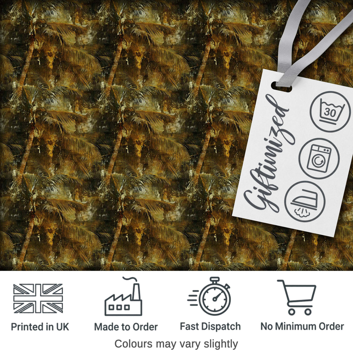 Abstract Grunge Palm Tree Tropical Seamless Pattern Digital Print Fabric by the Metre UK Sewing Quilting Textile