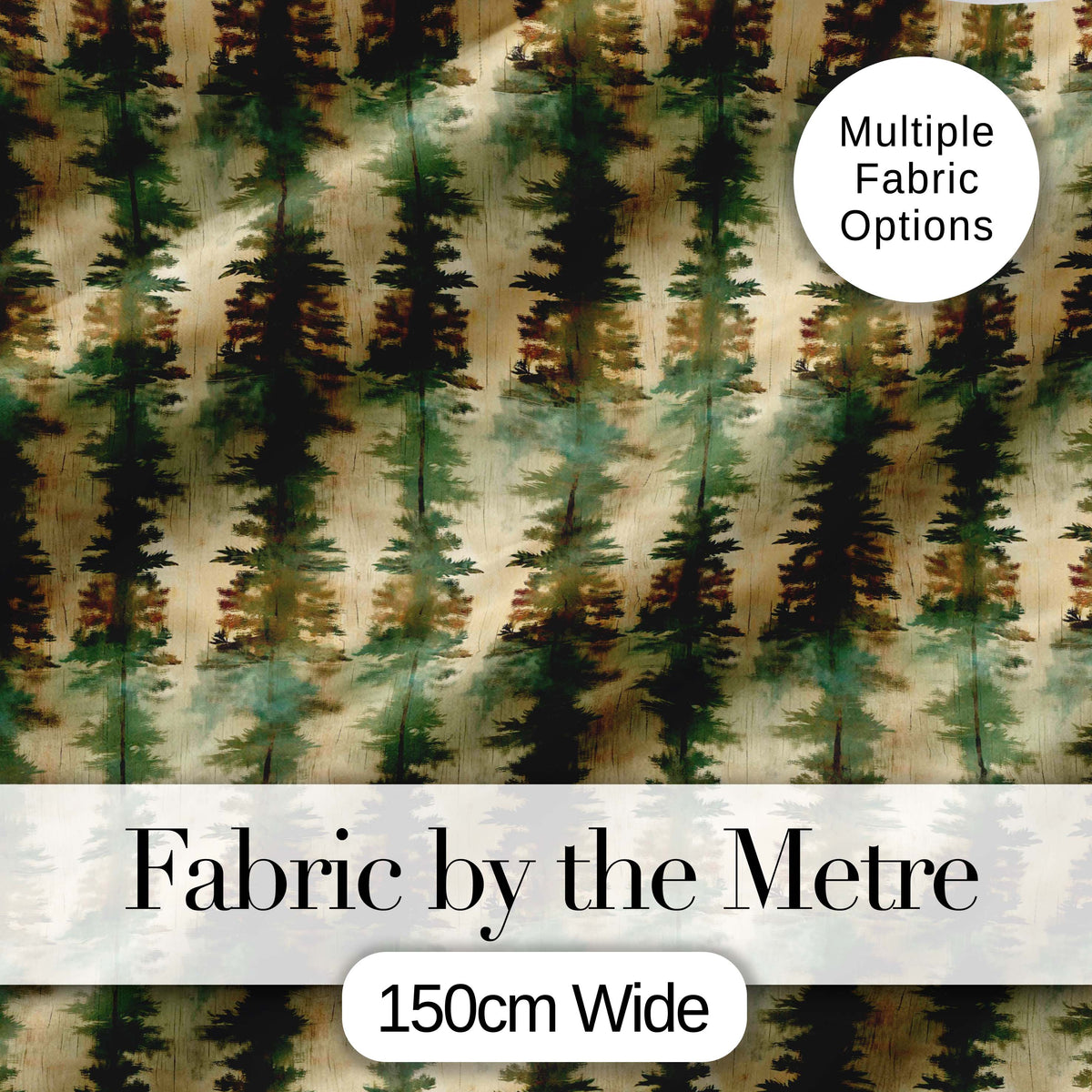 Abstract Forest Pine Tree Artistic Seamless Pattern Digital Print Fabric by the Metre UK Sewing Quilting Textile