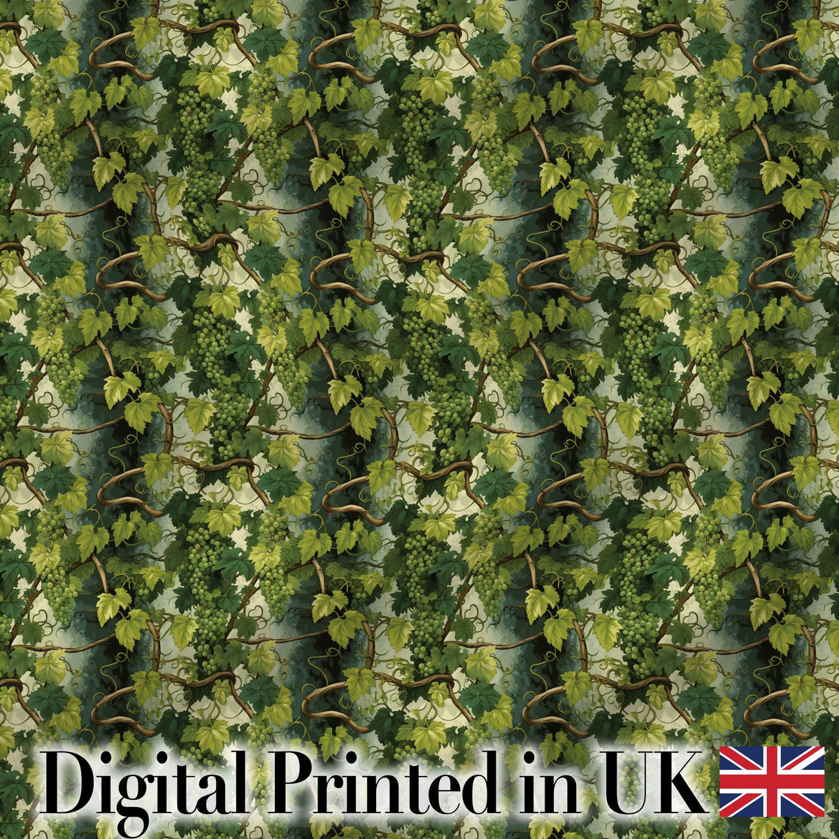 Lush Green Grape Cluster Vineyard Seamless Pattern Digital Print Fabric by the Metre UK Sewing Quilting Textile