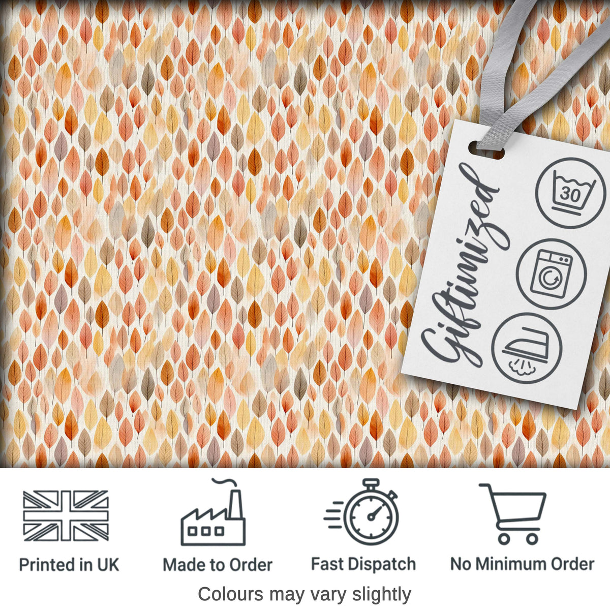 Soft Pastel Falling Leaves Autumn Seamless Pattern Digital Print Fabric by the Metre UK Sewing Quilting Textile