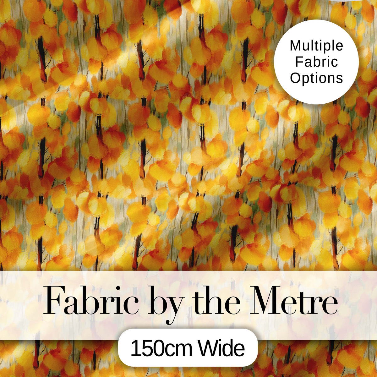 Golden Yellow Autumn Leaves Dense Seamless Pattern Digital Print Fabric by the Metre UK Sewing Quilting Textile