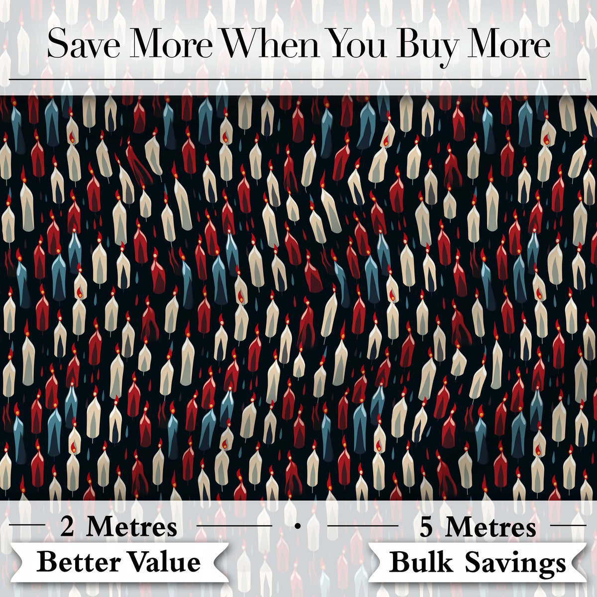 Abstract Dripping Candle Shapes on Dark Seamless Pattern Digital Print Fabric by the Metre UK Sewing Quilting Textile
