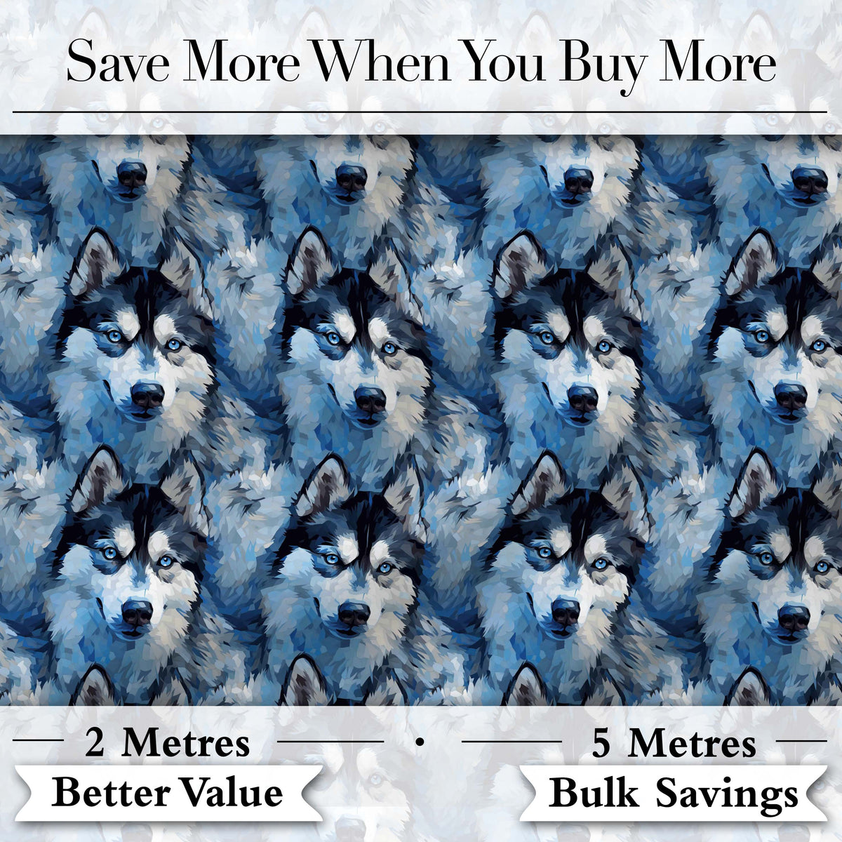 Dark Blue Graphic Husky Pattern Modern Geometric Repeat Design Digital Print Fabric by the Metre UK Sewing Quilting Textile