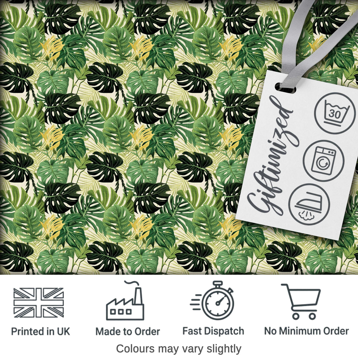Lush Botanical Monstera and Palm Leaves on Light Background Seamless Digital Print Fabric by the Metre UK Sewing Quilting Textile