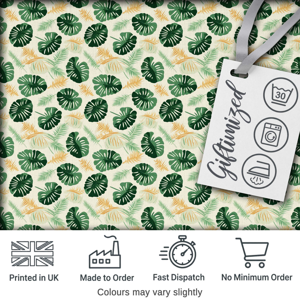 Tropical Leaves Mix with Palm and Monstera on Cream Background Seamless Digital Print Fabric by the Metre UK Sewing Quilting Textile