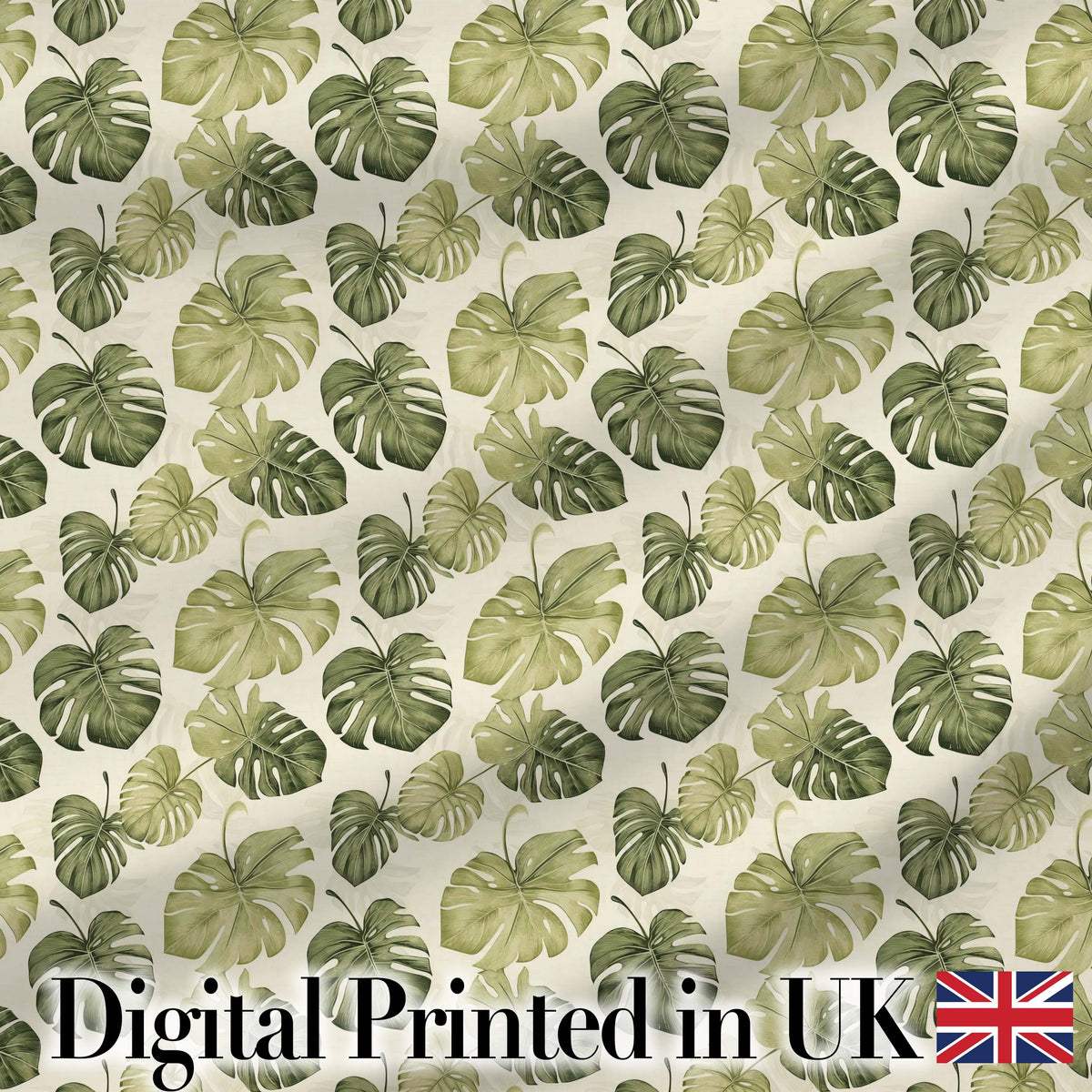 Muted Watercolor Monstera Leaves on Light Background Seamless Digital Print Fabric by the Metre UK Sewing Quilting Textile