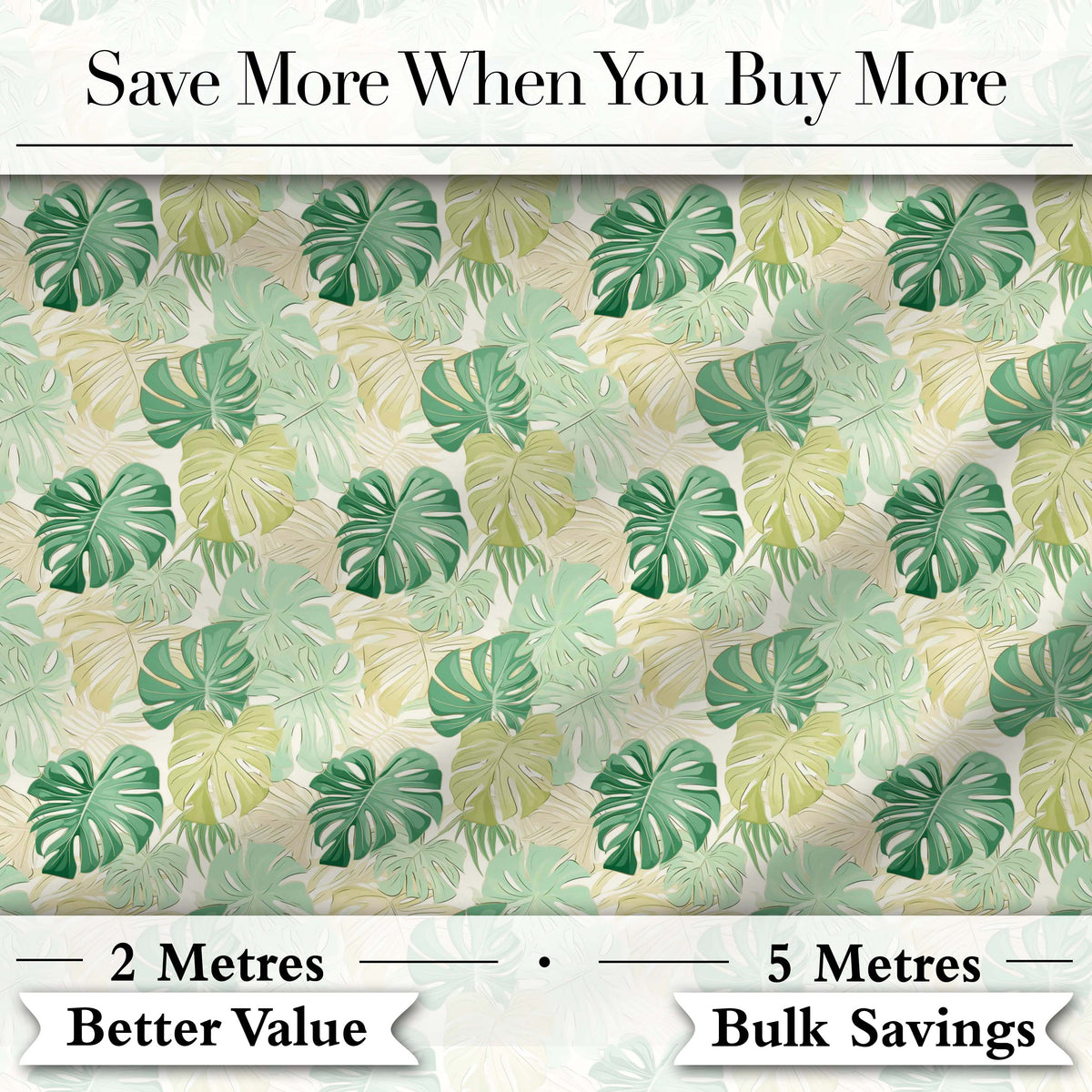 Soft Pastel Tropical Monstera Leaves on Cream Background Seamless Pattern Digital Print Fabric by the Metre UK Sewing Quilting Textile