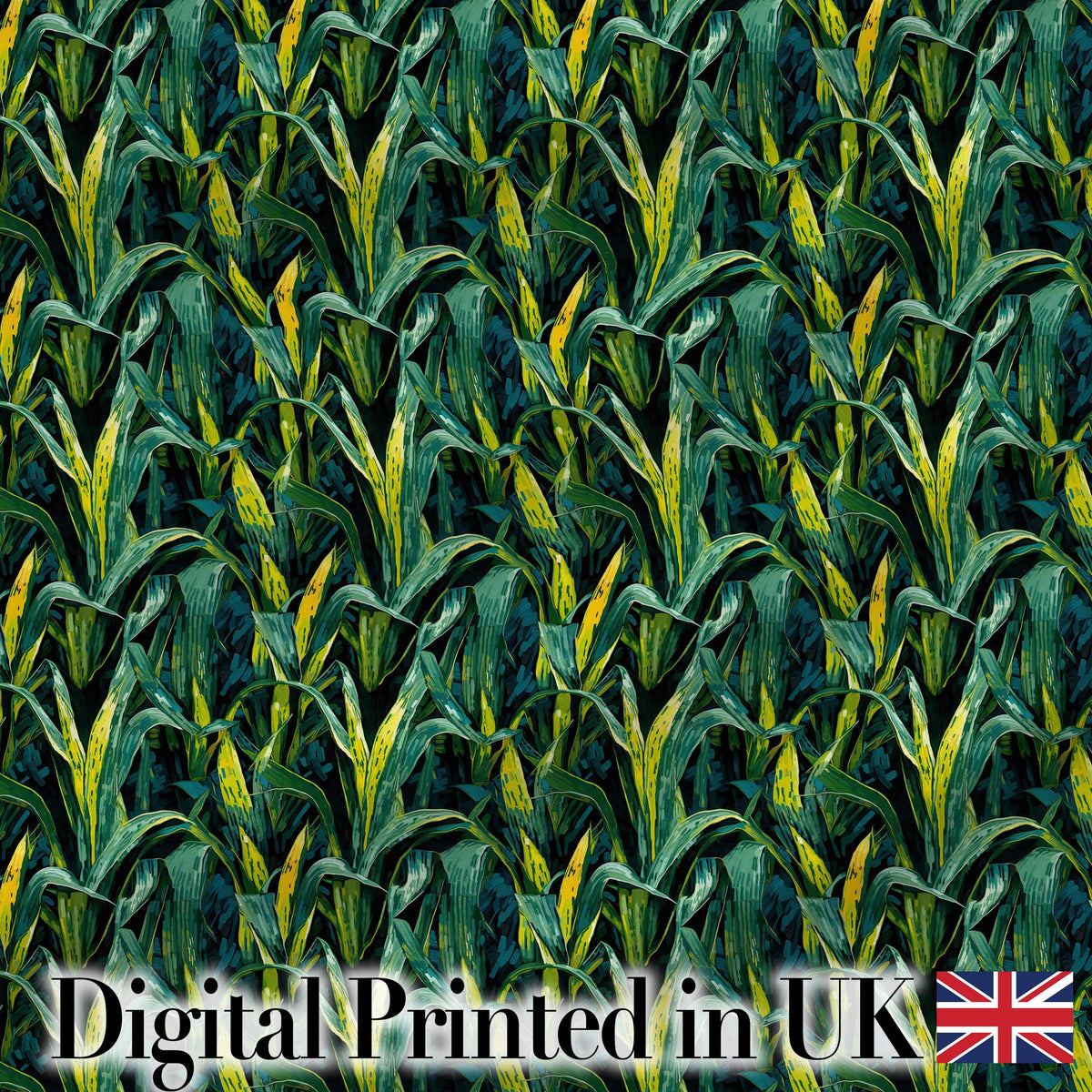 Dense Tropical Leaves Jungle Style Seamless Pattern Digital Print Fabric by the Metre UK Sewing Quilting Textile