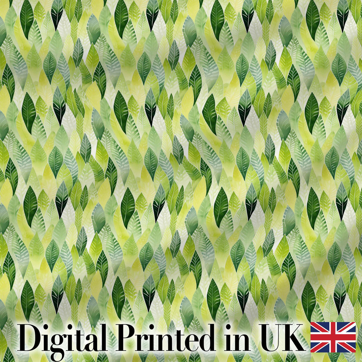 Layered Watercolor Green Leaves with Soft Gradient Effect Seamless Pattern Digital Print Fabric by the Metre UK Sewing Quilting Textile