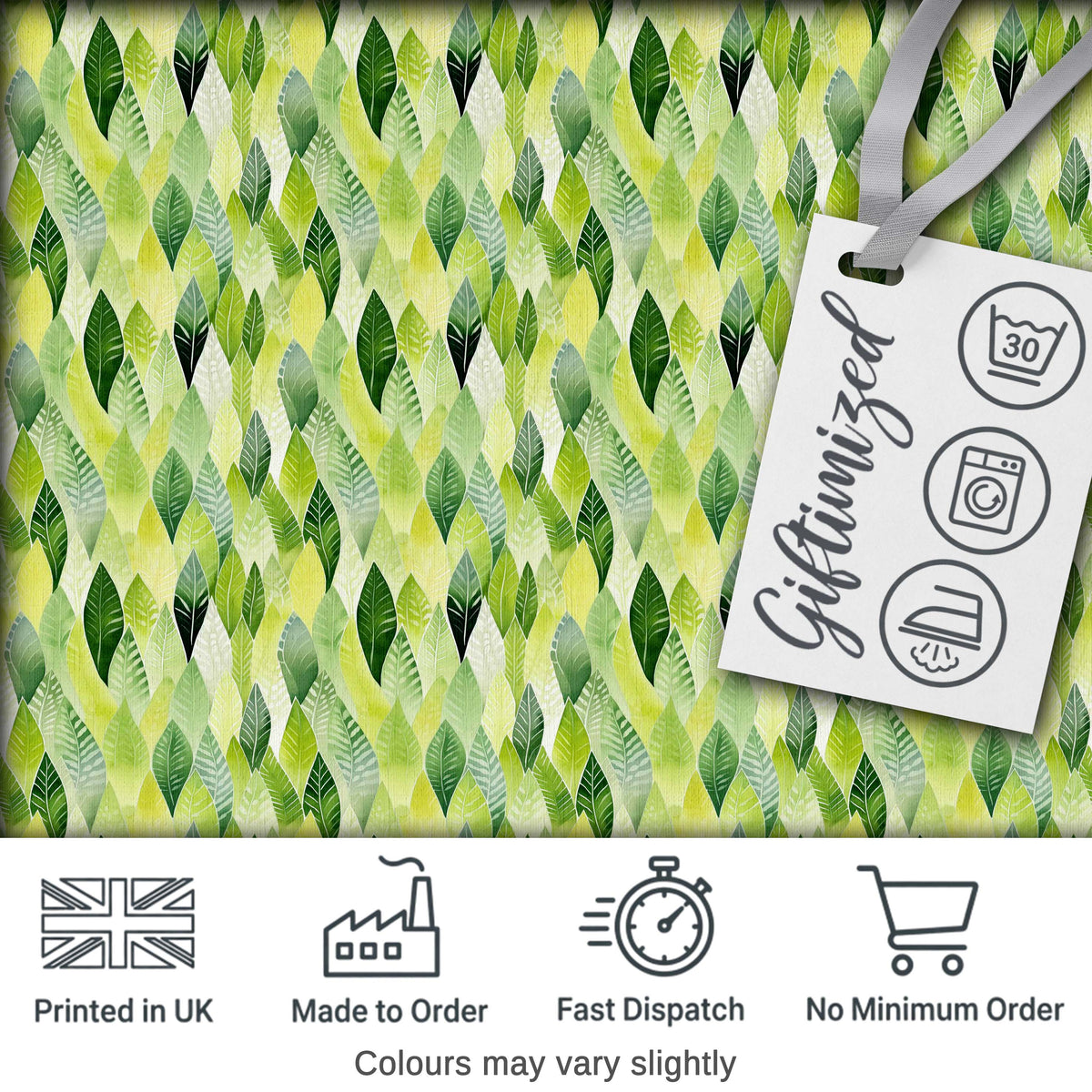 Layered Watercolor Green Leaves with Soft Gradient Effect Seamless Pattern Digital Print Fabric by the Metre UK Sewing Quilting Textile