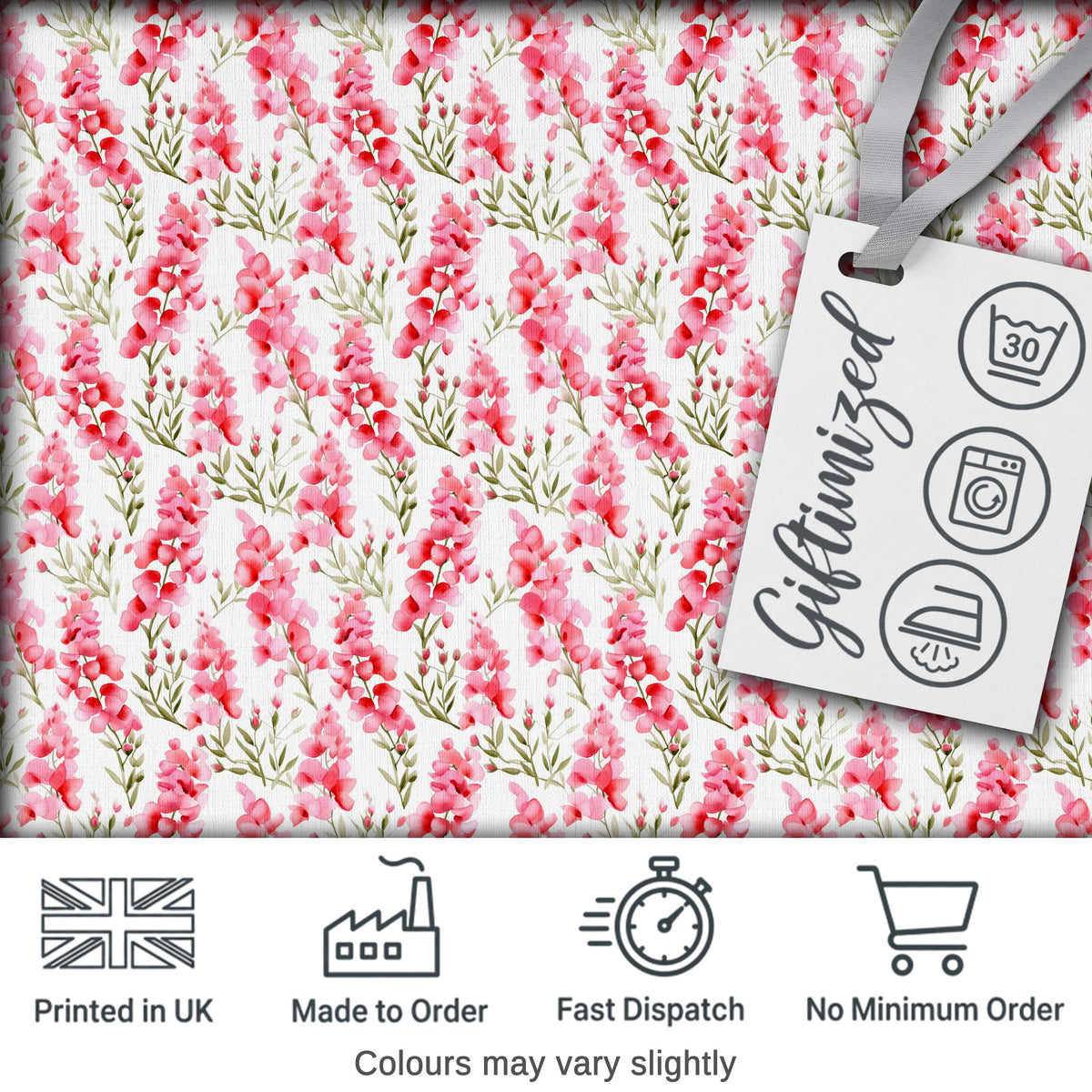 Delicate Pink Watercolor Blossom Sprigs on Soft Background Seamless Pattern Digital Print Fabric by the Metre UK Sewing Quilting Textile